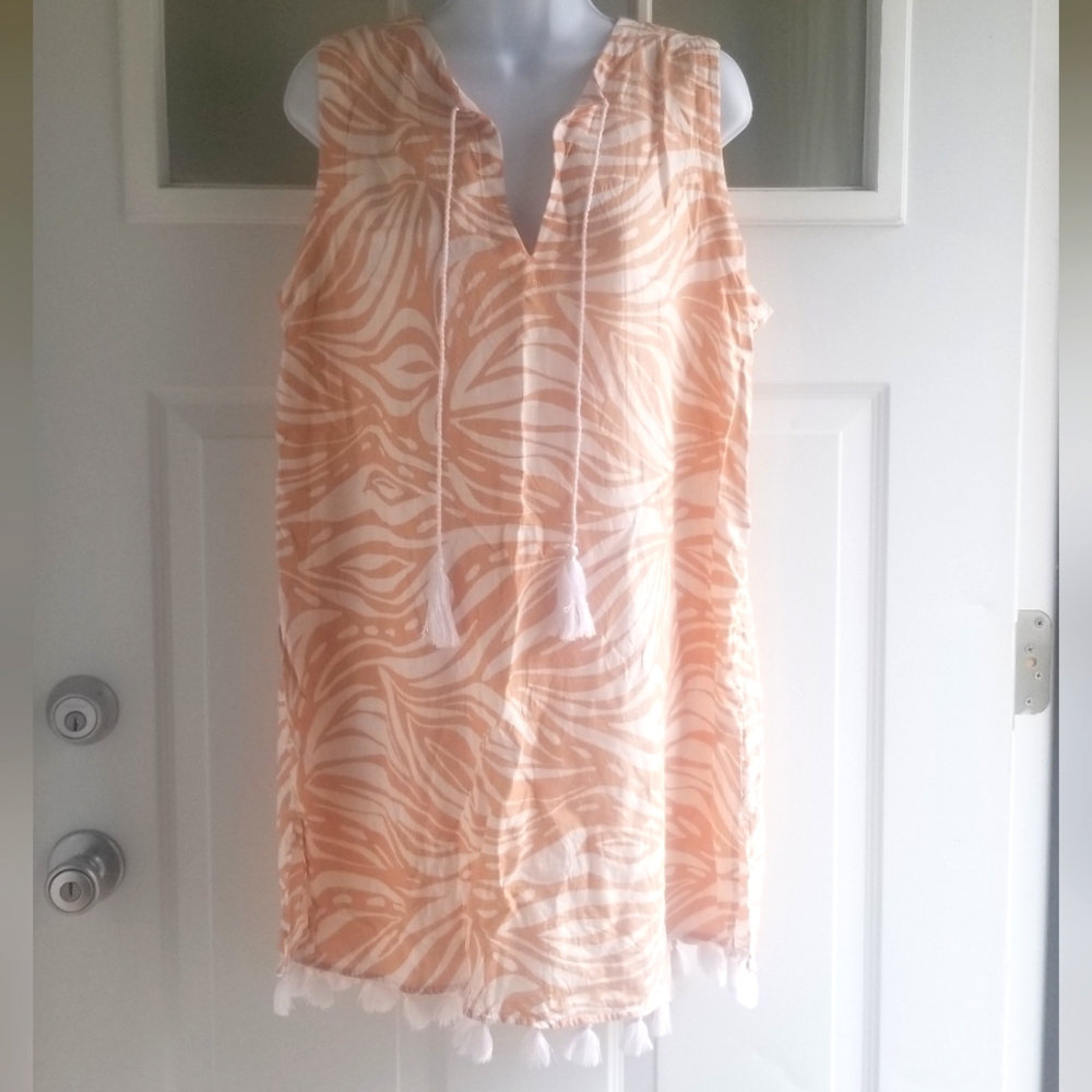 NWOT Rachel Zoe Linen Blend Swim Tunic Coverup with Tassels | Sz. L